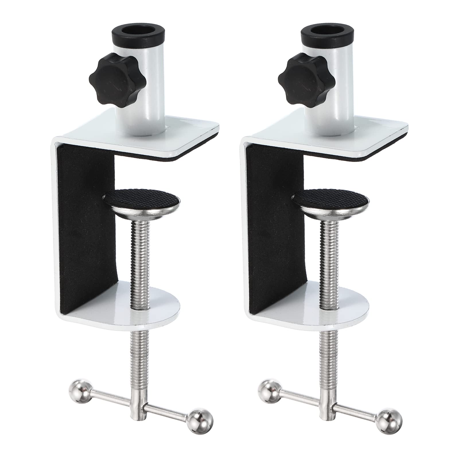 

PATIKIL Aluminum Alloy Desk Clamp with Universal Adjustable Mount Holder for Microphone and Table White 2-Piece 12.5mm Hole, C-Clamp Microphones,