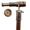Brass Telescope Walking Stick Cane, Wooden Handle Compass, Antique Gift for Parents