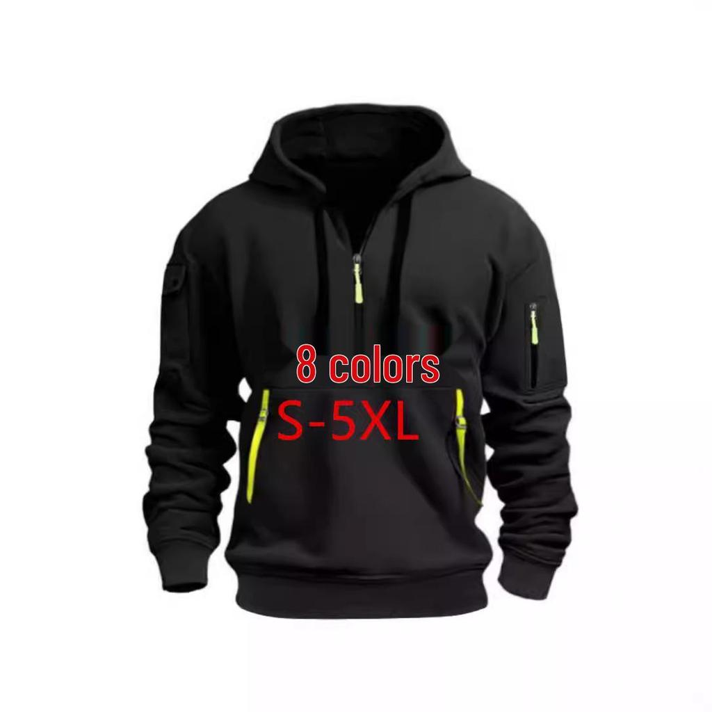 Men's Casual Sport Pullover Hoodie with Arm Pocket and Zipper