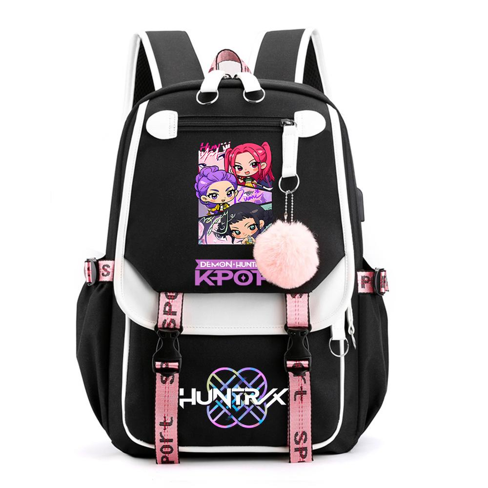 Anime K-Pop Demon Hunters Printed Backpack Schoolbag for Teenager Student Girl Boy Bookbag Large Capacity Waterproof Travel Bag Gift Rucksak