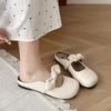 Soft-soled bag head slippers, one foot and half drag single shoes, 2025 summer new French bow women's lazy shoes