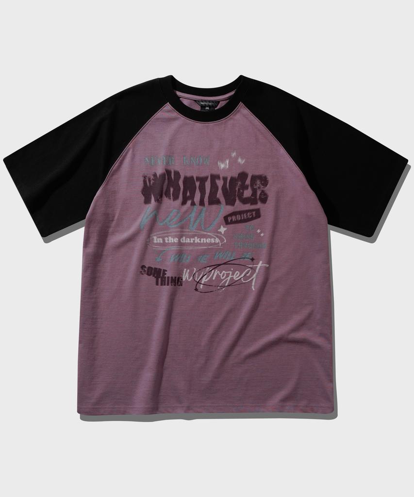 WV PROJECT Something Raglan Short Sleeve T-Shirt Pale Purple Mjst7708