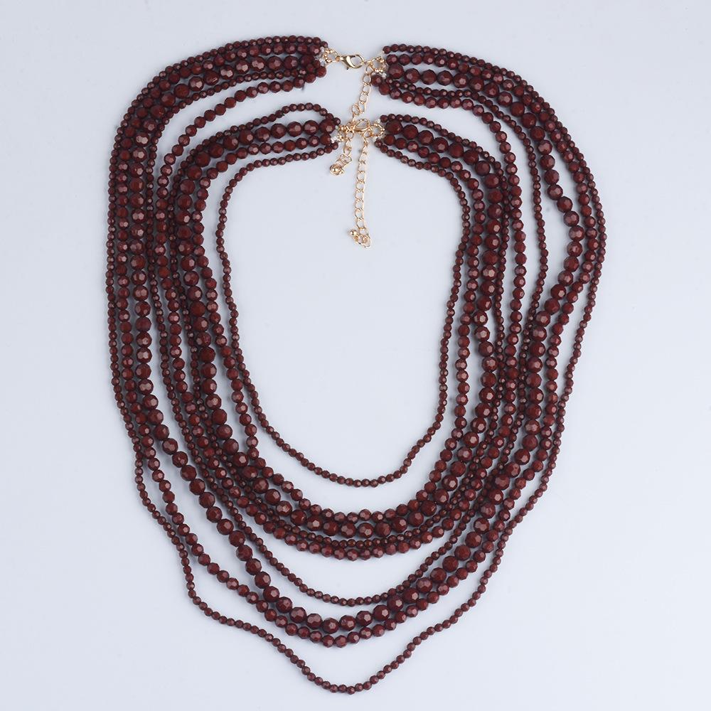 

Мода Z Богемный Многослойный смоляной ручной работы бисер ключицы ожерелье свитер цепь женщины тёмно-рыжий