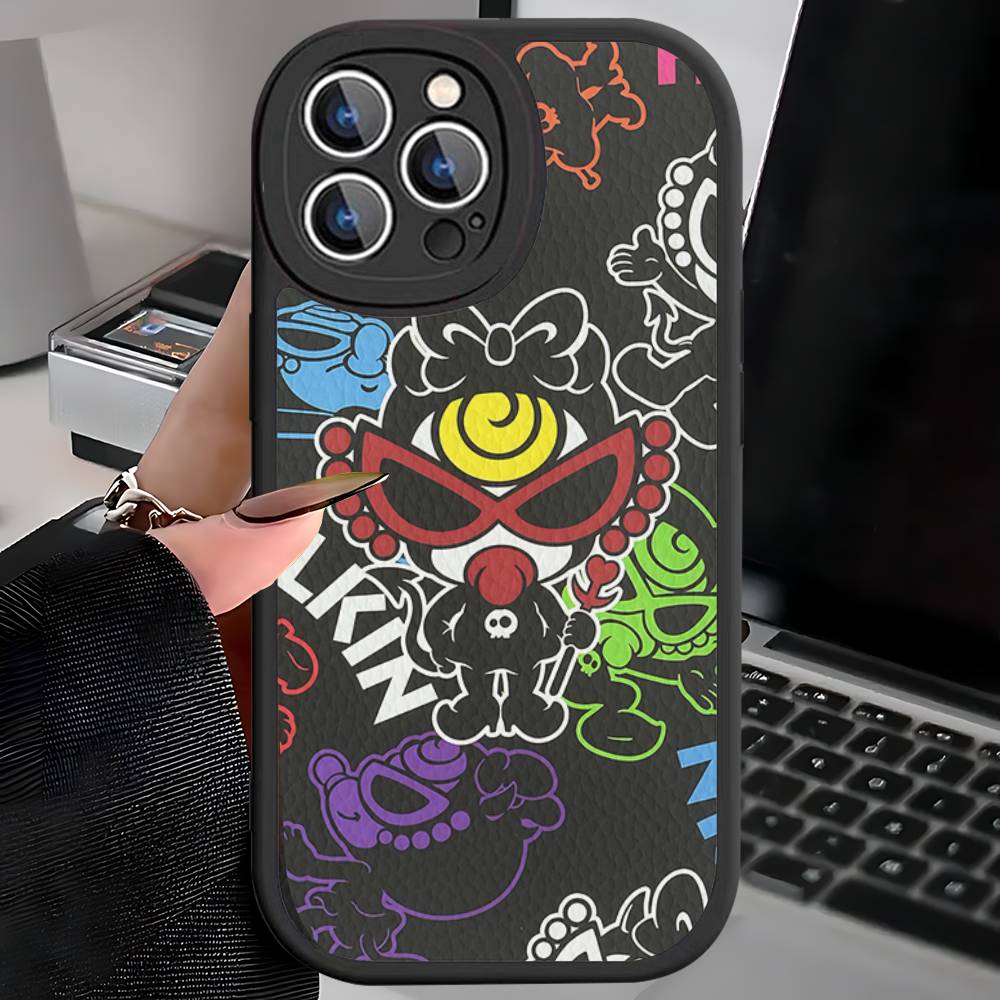Japan Fashion H-Hysteric M-Mini Phone Case For iPhone 16 15 14 13 12 11 Pro Max Plus Leather Soft Cover
