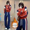 In Stock Women's Plush Lined Sportswear Set - Autumn/Winter Casual Fashion Hoodie & Wide-Leg Pants Two-Piece.