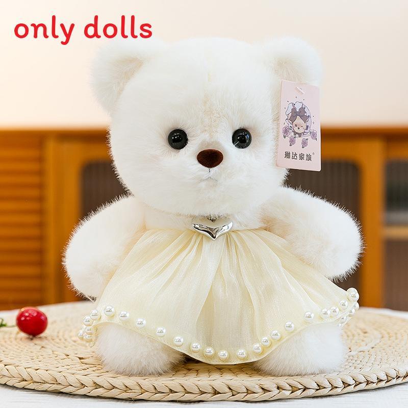 Plush Teddy Bear Toy With Love Heart Pendant And Skirt Decoration For Children
