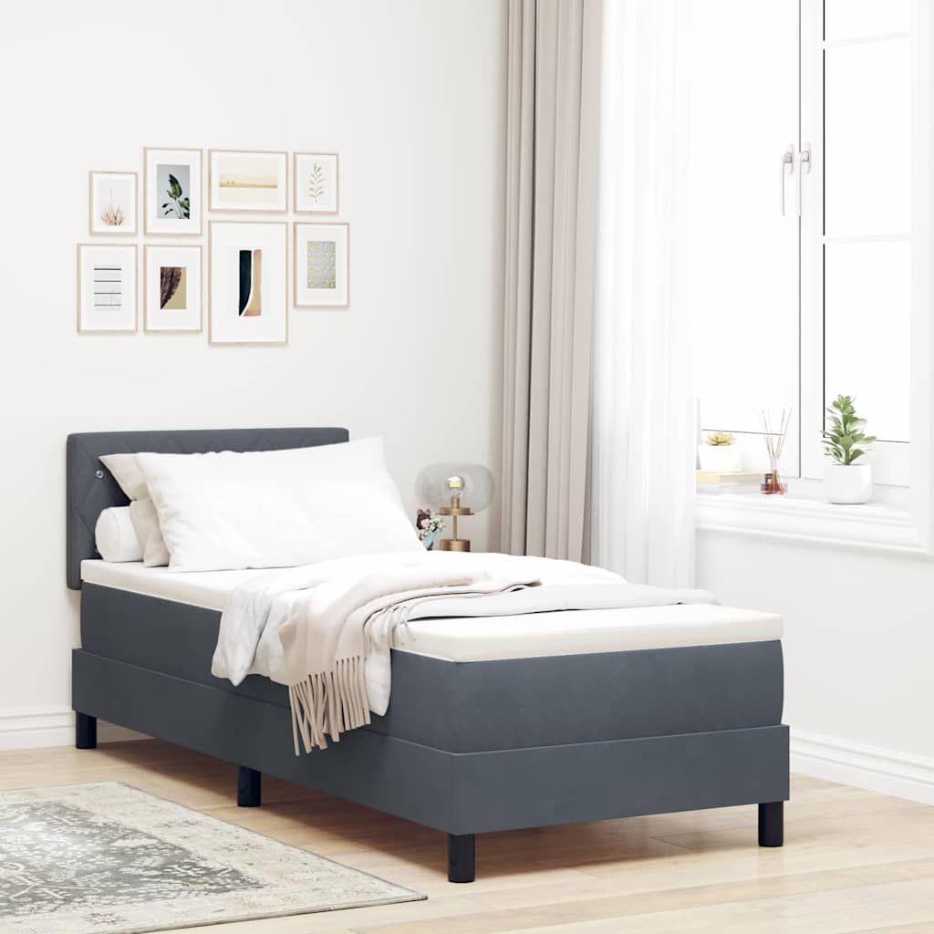 Box Spring Bed with Mattress Dark Gray 80 x 200 cm Velvet