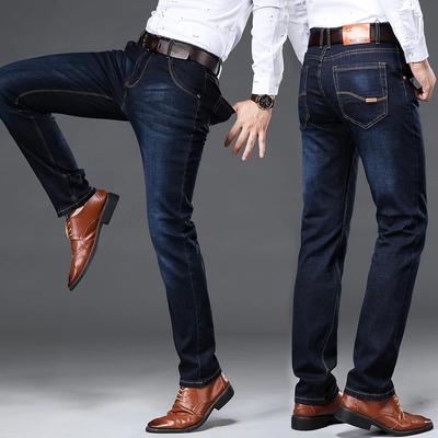 Bahar İş Rahat Elastik Kot Pantolon Erkek Klasik Moda Slim Fit Pantolon PLU Beden