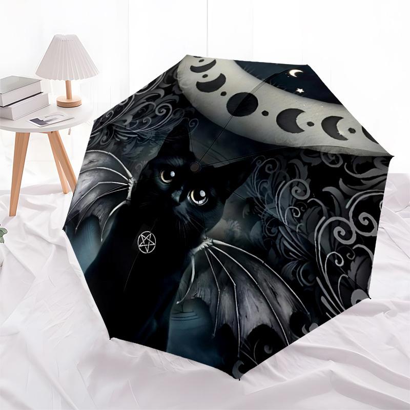 1PC Moon Cat Automatic Folding Umbrella - Compact 8-Rib Design, Durable Plastic & Iron, Lightweight for Outdoor Daily Use, Festive Gift063
