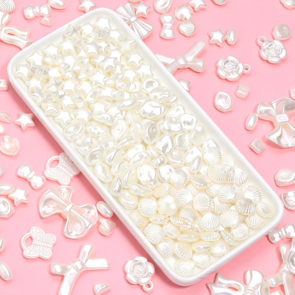 30-100Pcs Multi-shape Acrylic Beads Charms Imitation Pearl Beads For DIY Necklace Bracelet Pendant Jewelry Making Accessories