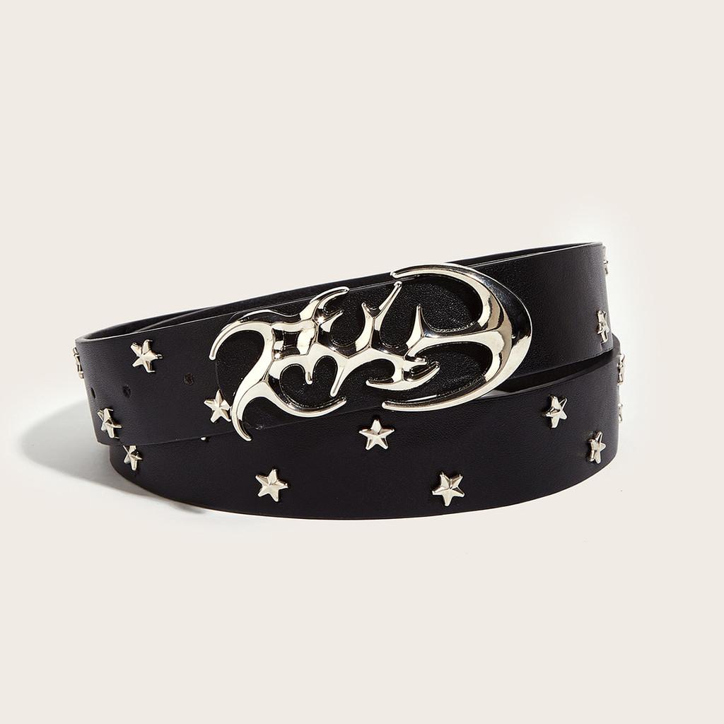 With Fashion Belt Alloy Snap Closure And Star Pattern For Casual Denim Outfits