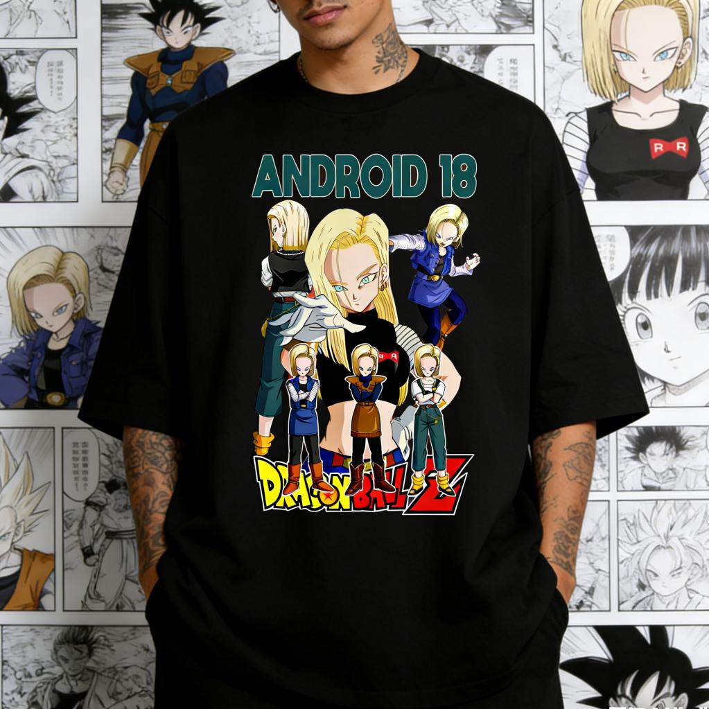 

2026 Dragon Ball Android 18 Anime Printed Tshirt Unisexs and Womens Tshirt Unisexs Top Sports Tshirt Unisexs Tshirt Harajuku Tee S