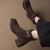 Krazing Pot Cow Suede Nubuck Round Toe Thick Heels Chelsea Boots Size 42 Zipper Women Keep Warm Ankle Boots