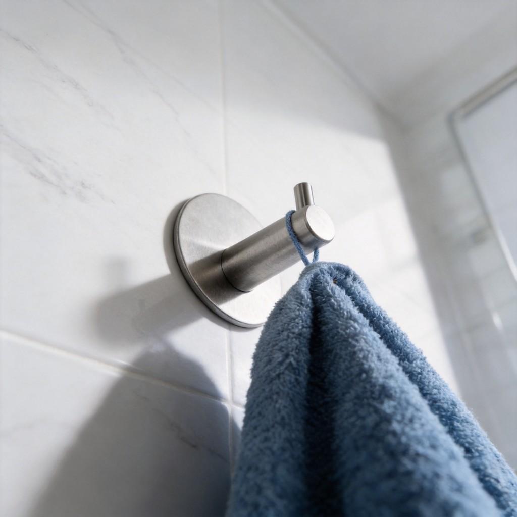 Stainless Steel Wall Hook Single Hook With Adhesive For Bathroom Storage And Hotel Room Decor