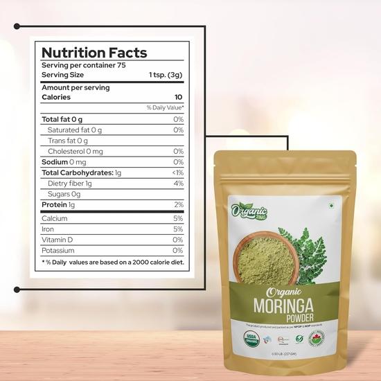 Bio Zing Moringa Blattpulver | Rein und natürlich | Produkt aus Indien - 227g