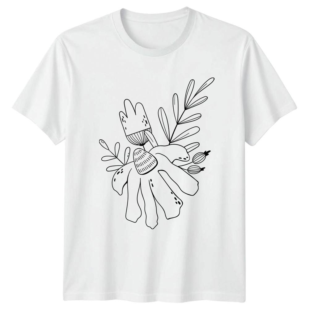 Minimalist Hand Drawn Floral Botanical TShirt Botanical Illustration Floral S