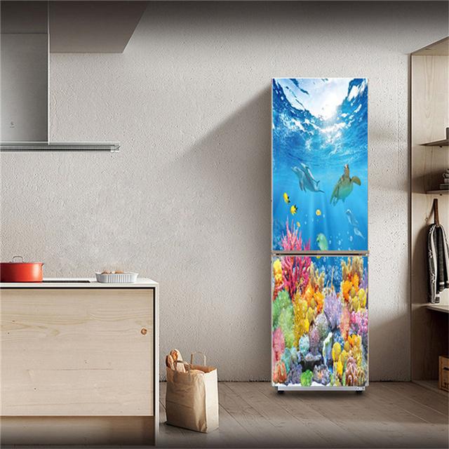 Underwater World Fish Sticker For Fridge Door Adhesive Waterproof Furniture Decoration Poster Wall Decal Kids Room Home Decor
