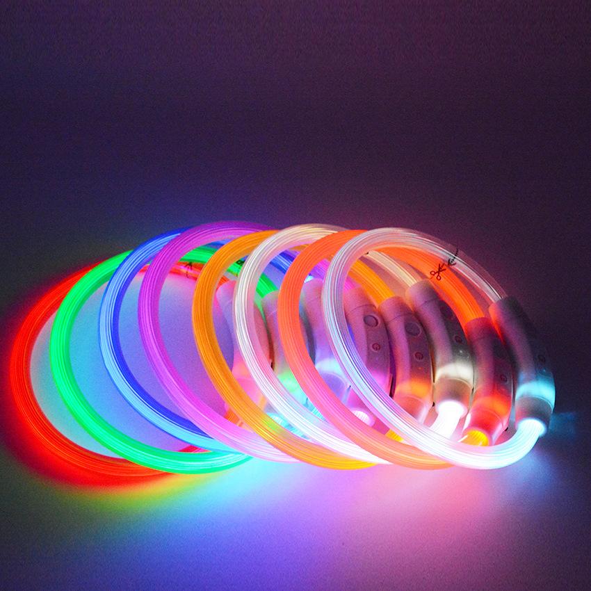 Pet luminous collar, dog luminous collar, USB charging LED fiber optic collar, flashing dog collar