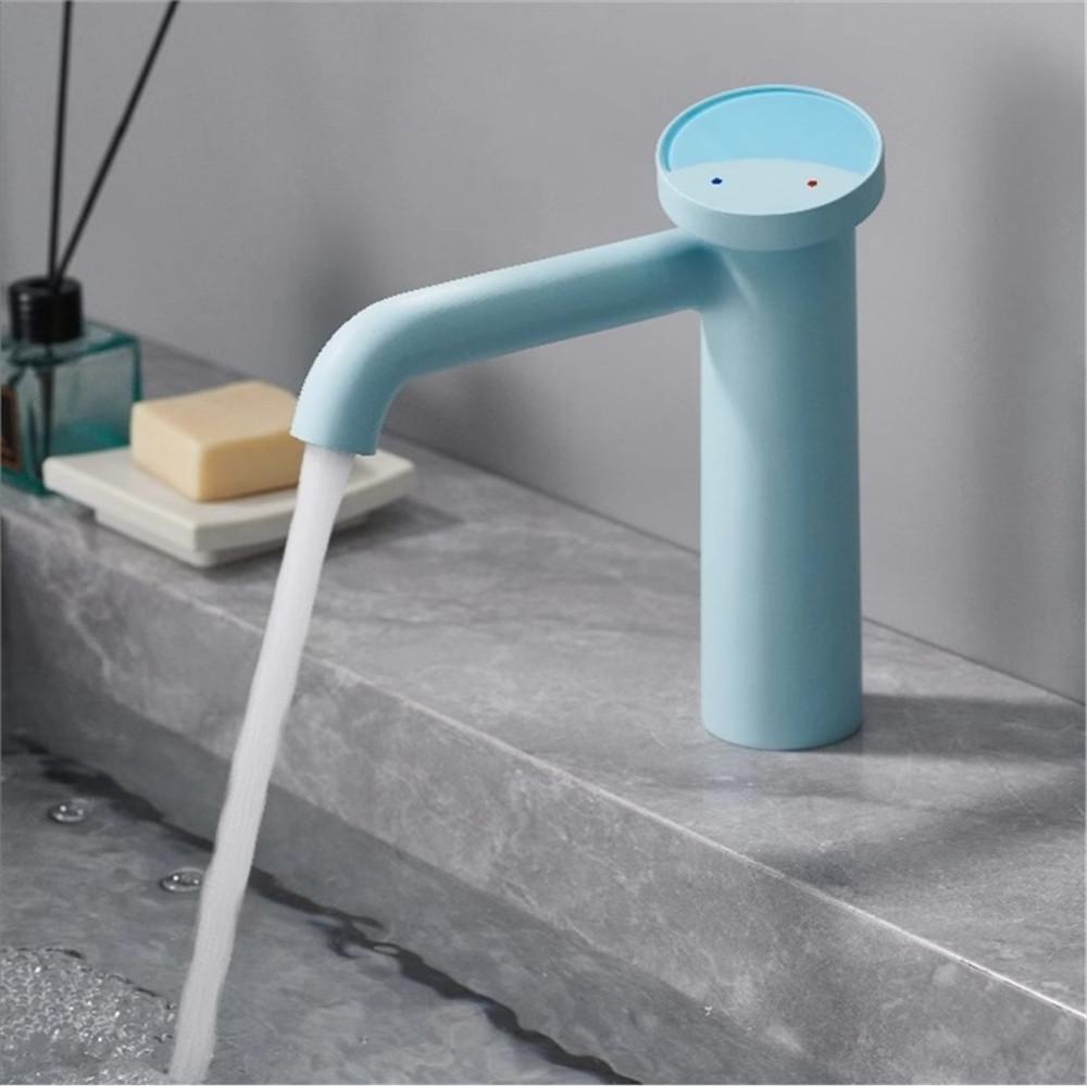 

Brush Gold Bathroom Faucet Unique Design Pink Basin Faucet Gray Sink Tap Hot & Cold Deck Mounted Lavatory Crane Water Tap синий
