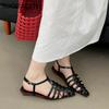 Fashion SUOJIALUN 2025 Summer New Brand Women Sandal Shoes Fashion Narrow Band Ladies Ankle Starp Slingback Shoes Soft Flat Heel Slides