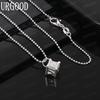 925 Sterling Silver Minimalist Cube Pendant Necklace - Stylish Evening Jewelry