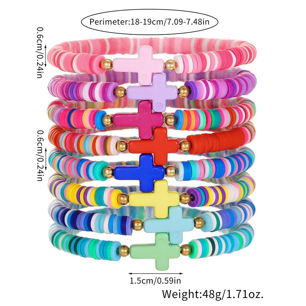 """WWJD"" Buchstaben Polymer Clay Perlen Armband Set": Europäischer/Amerikanischer Stil, 10er-Set Dankbarkeits-Glaubensarmbänder.