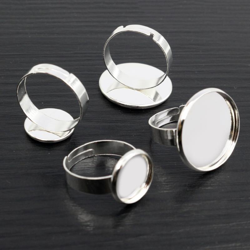 12mm 20mm 25mm 10pcs Black Silver Plated Adjustable Ring Settings Blank/Base,Fit 12/20/25mm Glass Cabochons;Ring Bezels