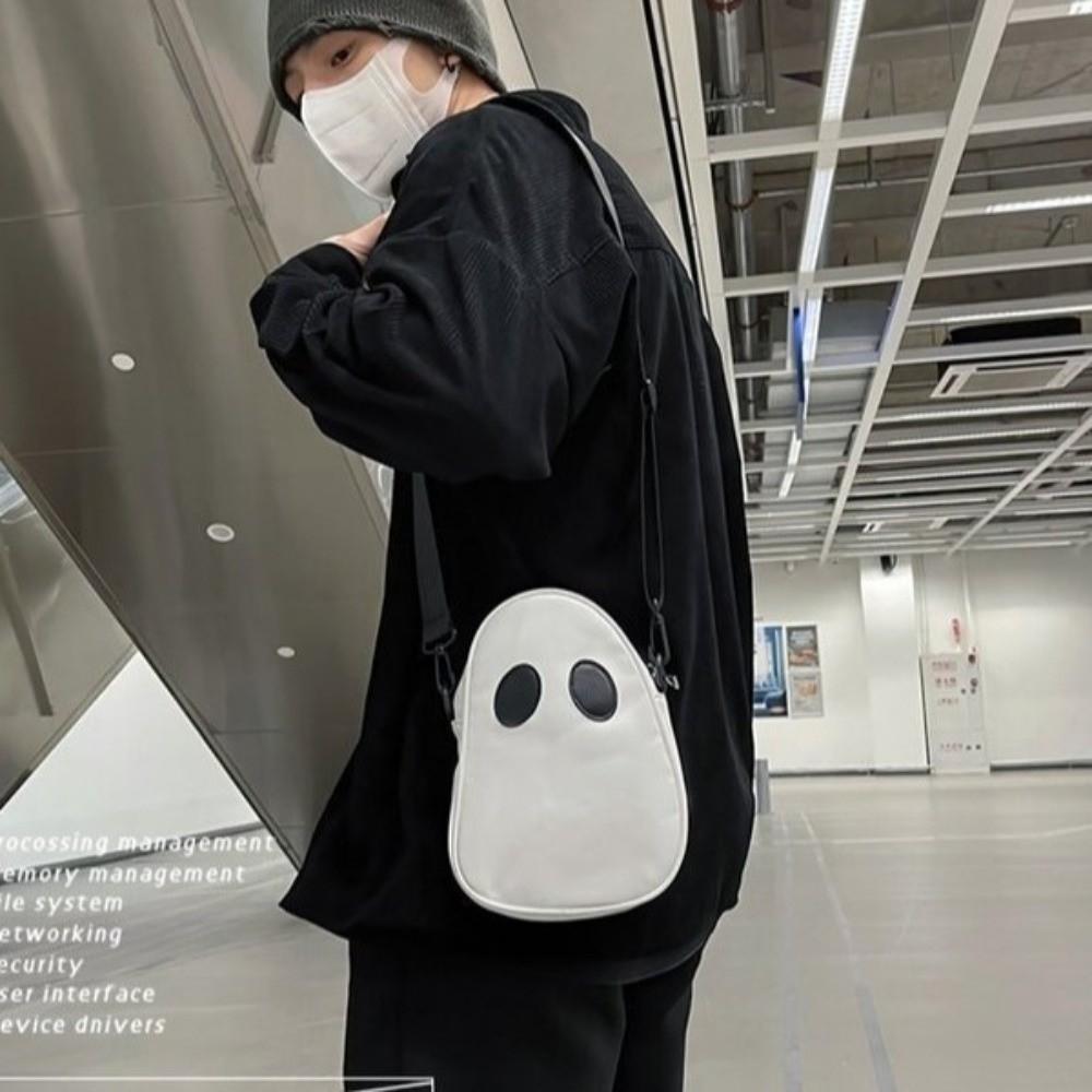 PU Leather Shoulder Bag Adjustable Strap Halloween Mini Bag Funny Ghost Crossbody Bag  Women's