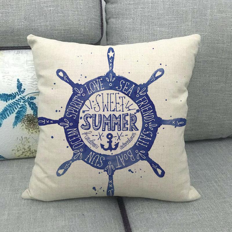 Nautical Elements: Rudder And Compass Digital Printing Short Plush Pillow Covers For Car Sofa Office Cushion Cover Home Goods
