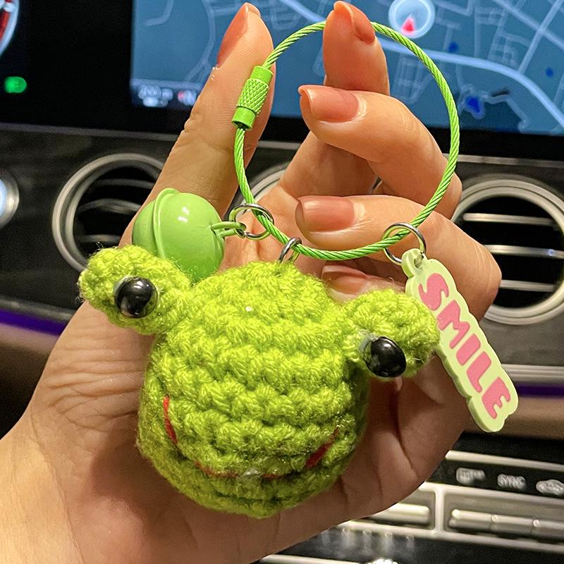 Hand-Knitted Persimmon Peanut Keychain Charm Single OPP Bag Packaging