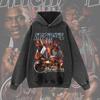 Mens Oversized Hooded Sweatshirt With Vintage Hip Hop Basketball Star Print Washed Distressed Cotton Fall Streetwear