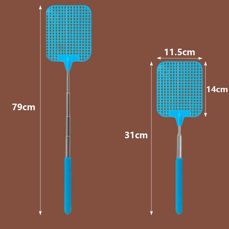 Long Handle Telescopic Fly Swatters With Anti-slip Handle Retractable Fly Swatter Stainless Steel Rod Manual Bugs Killer Tools