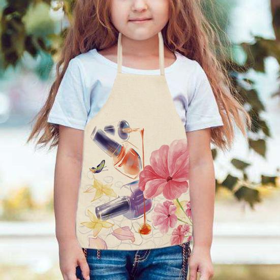 Cooking Bib Colorfast Easy to Wear Cotton Flax Nail Polish Lipstick Perfume Apron Kitchen Tool