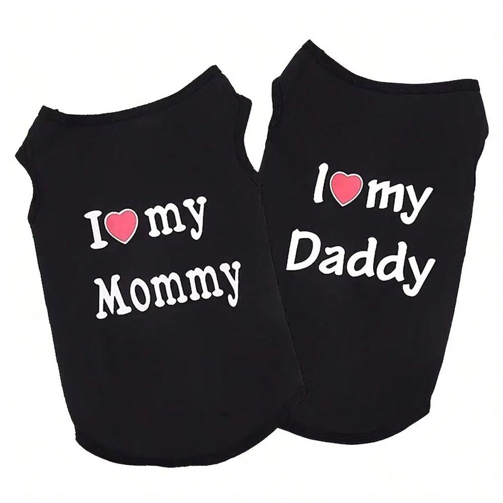 Cute Summer Dog Vest I Love My Mommy/Daddy Sleeveless Puppy T-Shirt Breathable Casual Small Dogs Pullovers Cat