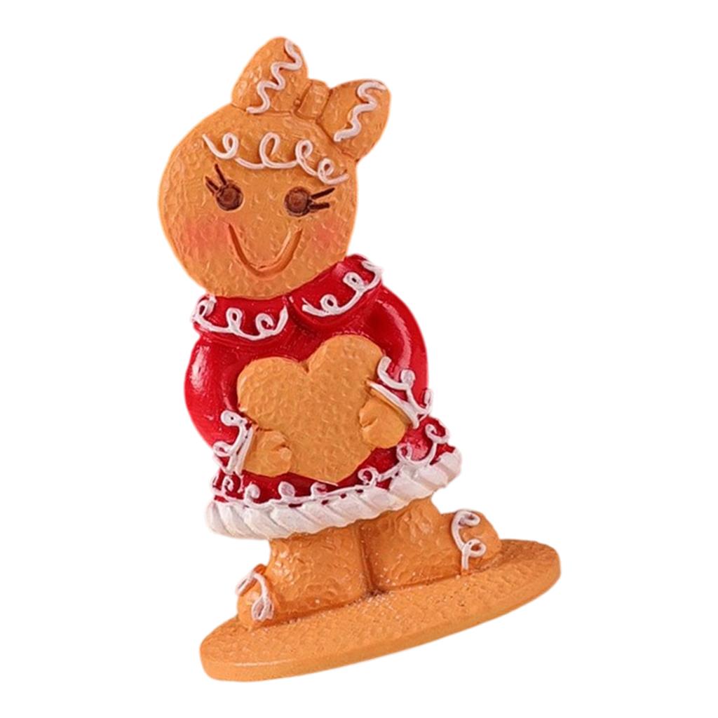 Gingerbread Man Resin Ornament Christmas Figurine Decoration For Tabletop Shelf Display Holiday Party Centerpieces