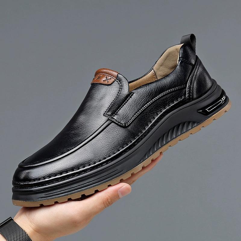 New Men's Comfort Walking Genuine Leather Loafers Soft Slip-On Casual Shoes with Breathable Lining & Anti-Slip Rubber Sole