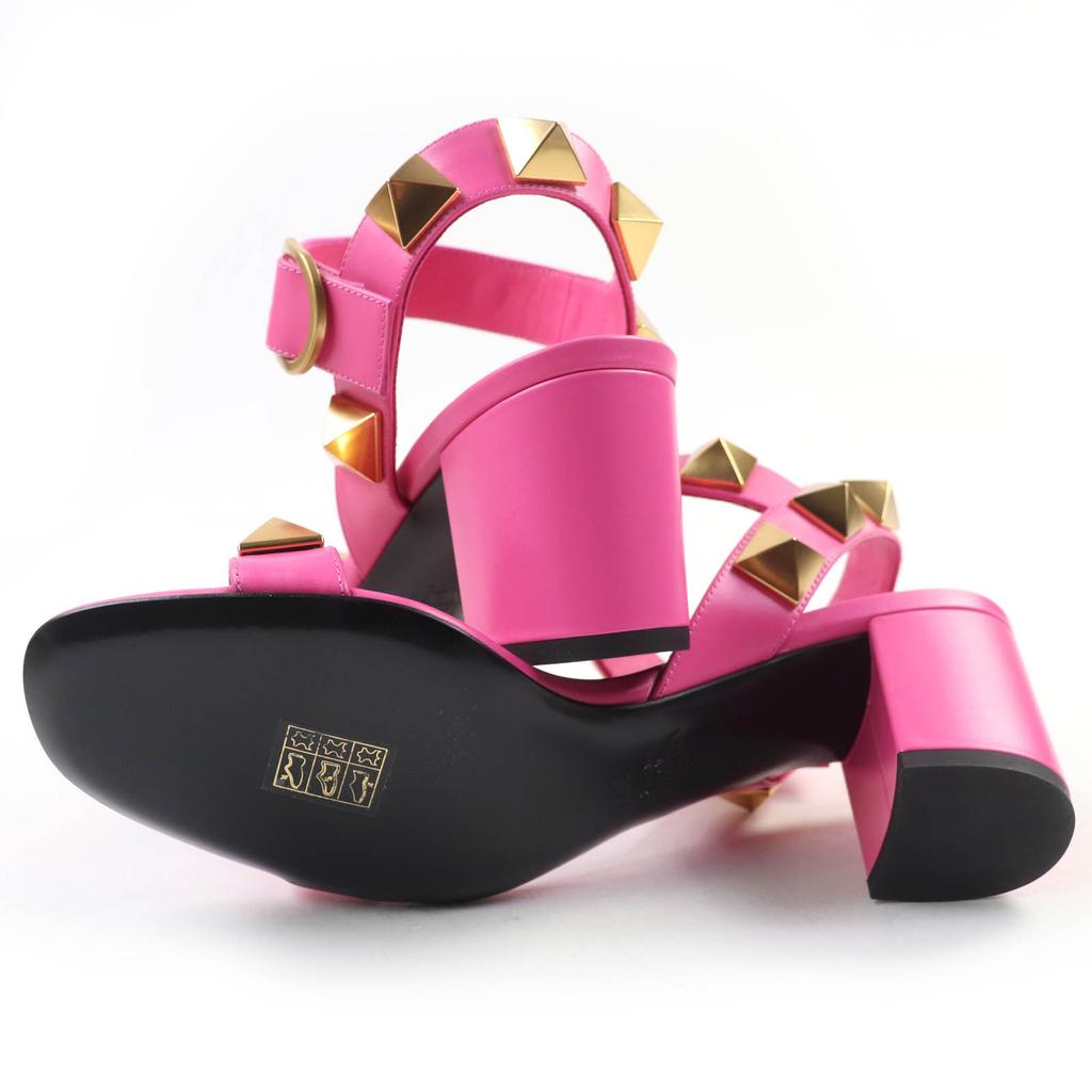 Pristine Valentino Garavani Sandals Rockstud Leather Pink Leather 37.5 XW2S0CR2 Used