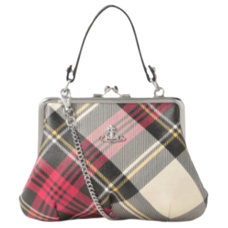 

Vivienne Westwood Saturn Logo Checkered Mini Shoulder Bag Women handbags Pink 505087E11 Basic Set (Bag+Dust Bag)