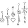 5pcs Gold Color Sexy Belly Piercings Sets Butterfly Chain Dangled Belly Button Ring Pack for Women Girls New Navel Rings Jewelry