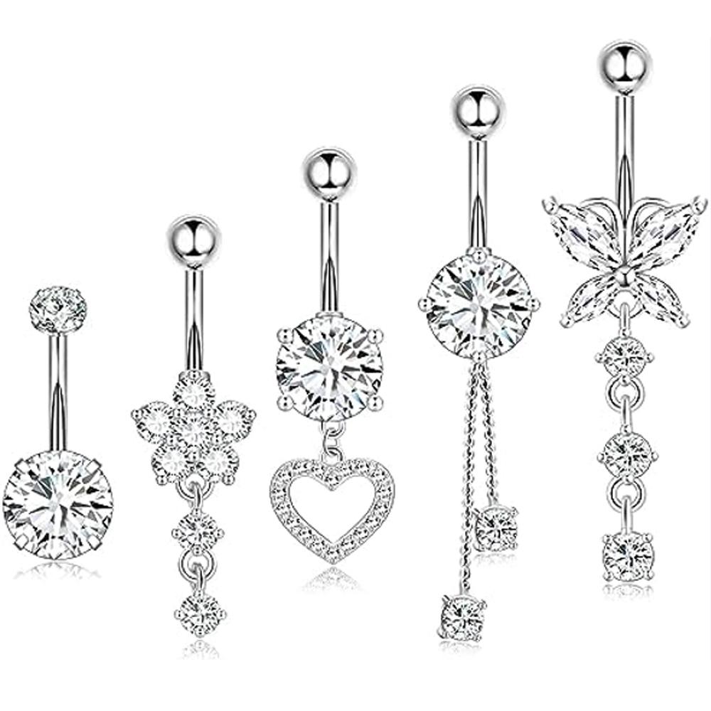 

5 шт. золотистого цвета сексуальные наборы для пирсинга живота бабочка цепочка свисающие кольца для пупка упаковка для женщин девочек новые кольца для пупка ювелирные изделия серебряный