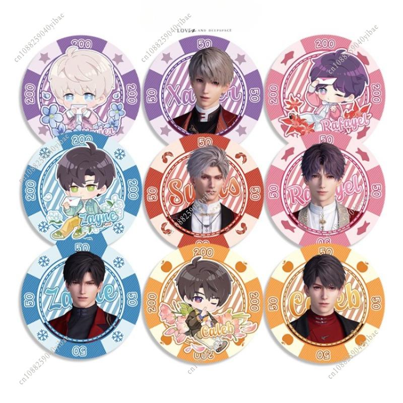 Love and Deepspace Sylus Rafayel Zayne Xavier Caleb 43MM Acrylic Chip Coin Anime Cosplay Double-Side Pattern Game Coin Fans Gift
