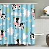 Animal Print Shower Curtain Blue Cow Milk Sunflower White Flower Pet Bath Decor Waterproof Fabric Home Decoration Modern Bathroo