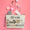 Cute Cartoon Kitten Cosmetic Bag Versatile Large Capacity Pencil Storage Pouch Portable Travel Toiletry Bags Female Clutch Bags