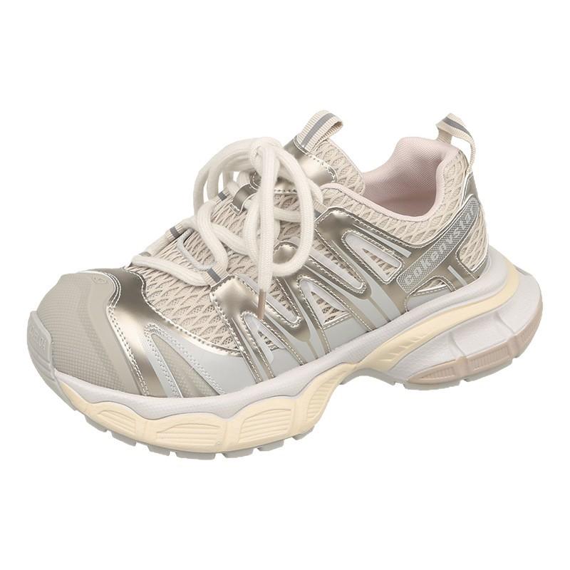 Transparent Korean version of platform dad shoes women's 2025 summer new hollow breathable casual versatile shoes heightening sports shoes