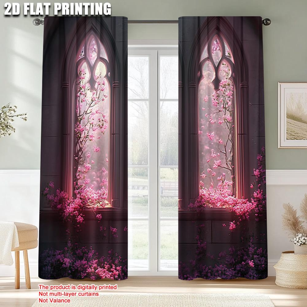2pcs, Curtains&Drapes 2D print Gothic Fantasy Garden Versatile Fabric (without rod) Decorations For Home Use for Various Rooms,