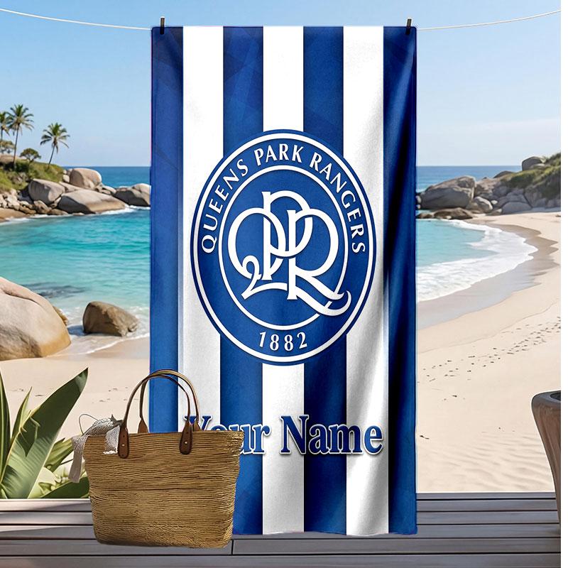 Queens Park Rangers FC Asciugamano da Spiaggia Stampato Personalizzato Logo Calcio Supporto Nome Testo Personalizzato Asciugamano Assorbente Per Sport Viaggio Regalo Speciale