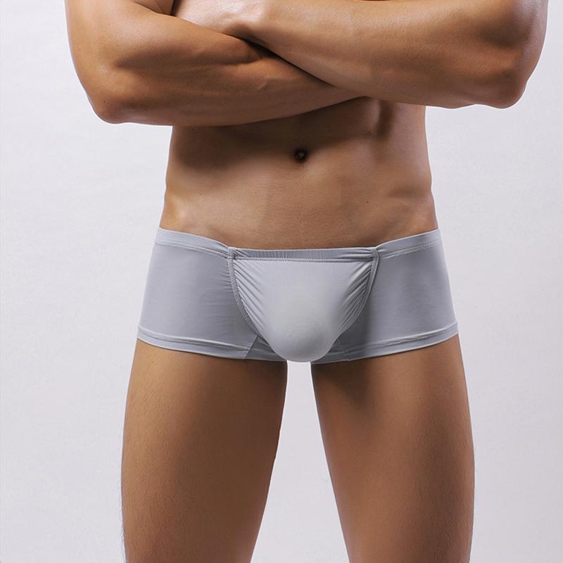 Herren Niedrig sitzende Eis Seide Boxershorts Sexy Einfarbige Dünne Unterhose Bequem Unsichtbar Enganliegende Unterwäsche