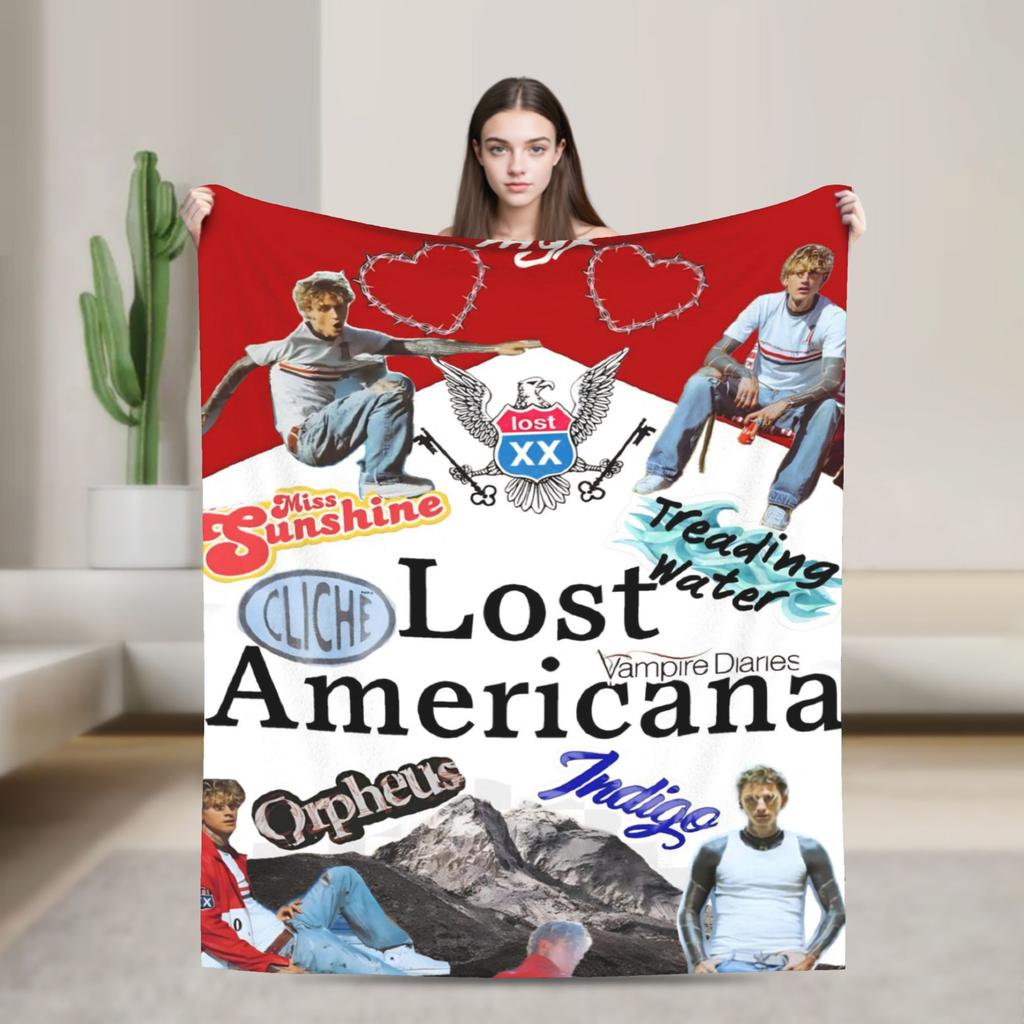 Manta MGK Lost Americana Tour 2025-2026 Múltiples Tamaños Suave y Ligera Mantas de Tiro para Sofá Sillón y Cama