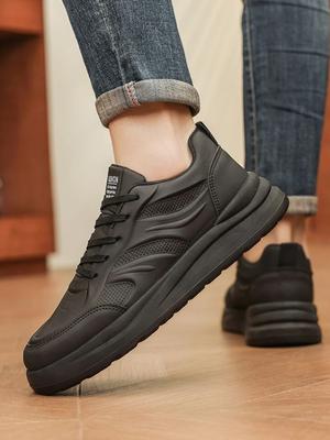 Fashion Korean Style Sneakers Safety Round Toe Wear To Work Black Male Shoe High Quality Fashion Comfortable Deals Men's Casual Shoes