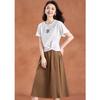 Pleated High-Waist A-Line Skirt & T-Shirt Set